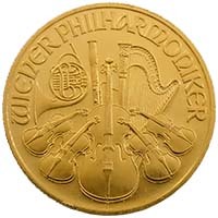 Austria 24 Carat Gold 1/4oz Vienna Philharmonic Philharmoniker Thumbnail