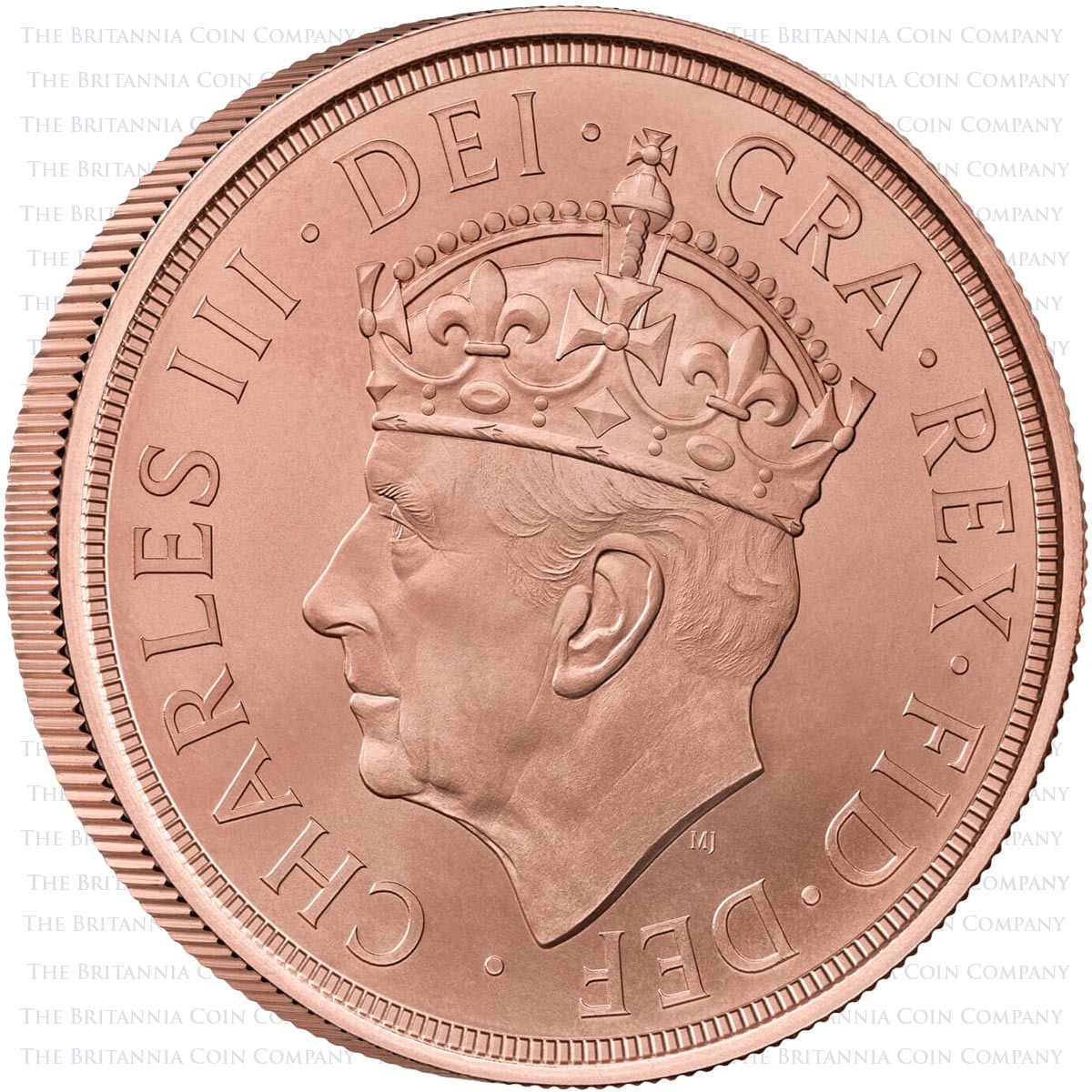 CA23 2023 King Charles III Gold Brilliant Uncirculated Five Pound Quintuple Sovereign Coronation Obverse