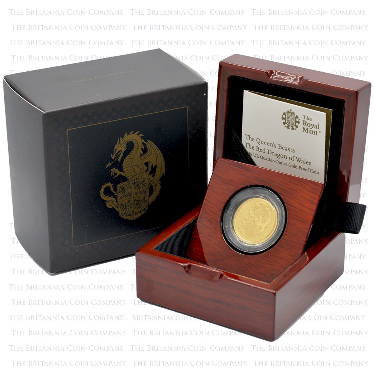 2018 Queen’s Beasts Red Dragon of Wales 1/4 Ounce Gold Proof Boxed