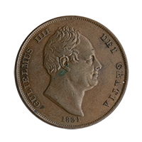 1831 William IV Copper Penny 3845 No Initials Thumbnail