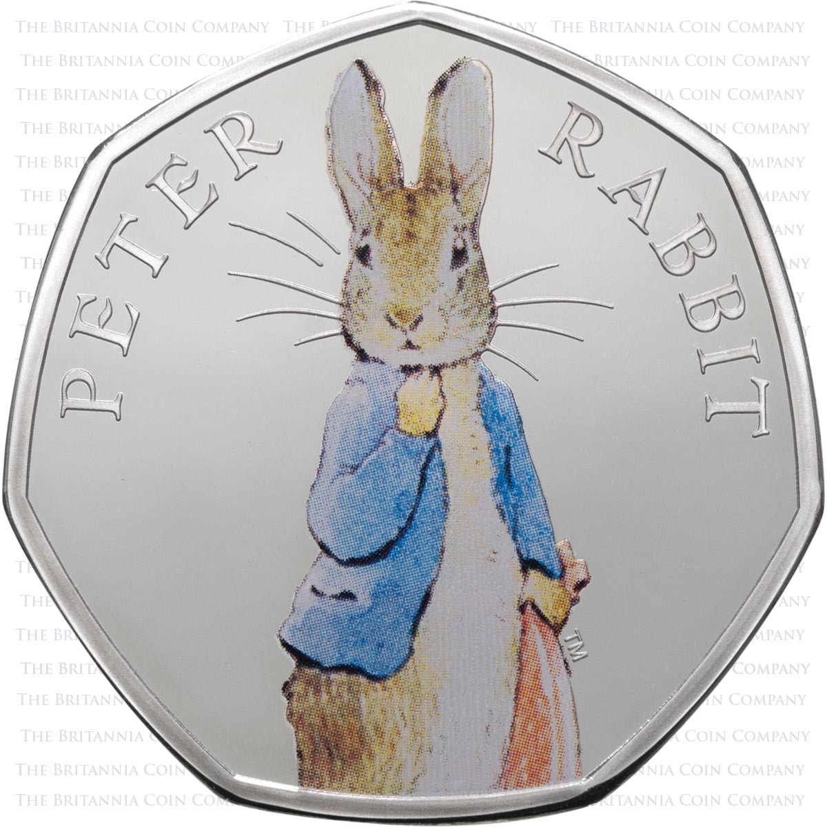 UK19PRSP 2019 Beatrix Potter Peter Rabbit Fifty Pence Colour Printed Silver Proof Coin Reverse