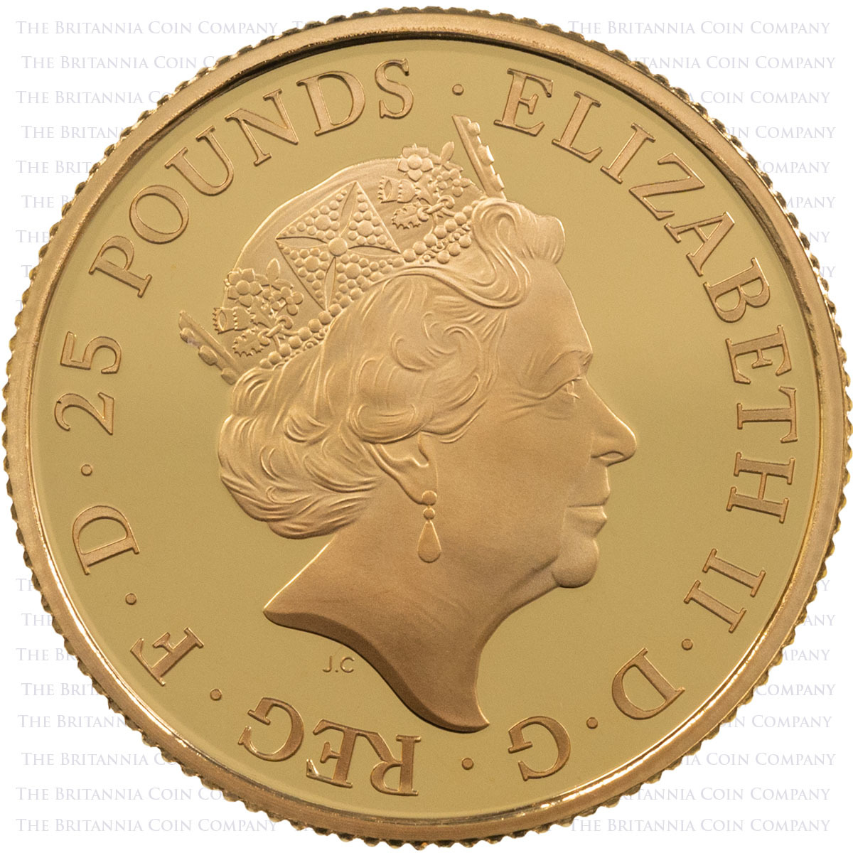 UK19QYQO 2019 Queen's Beasts Yale Of Beaufort Quarter Ounce Gold Proof Coin Obverse
