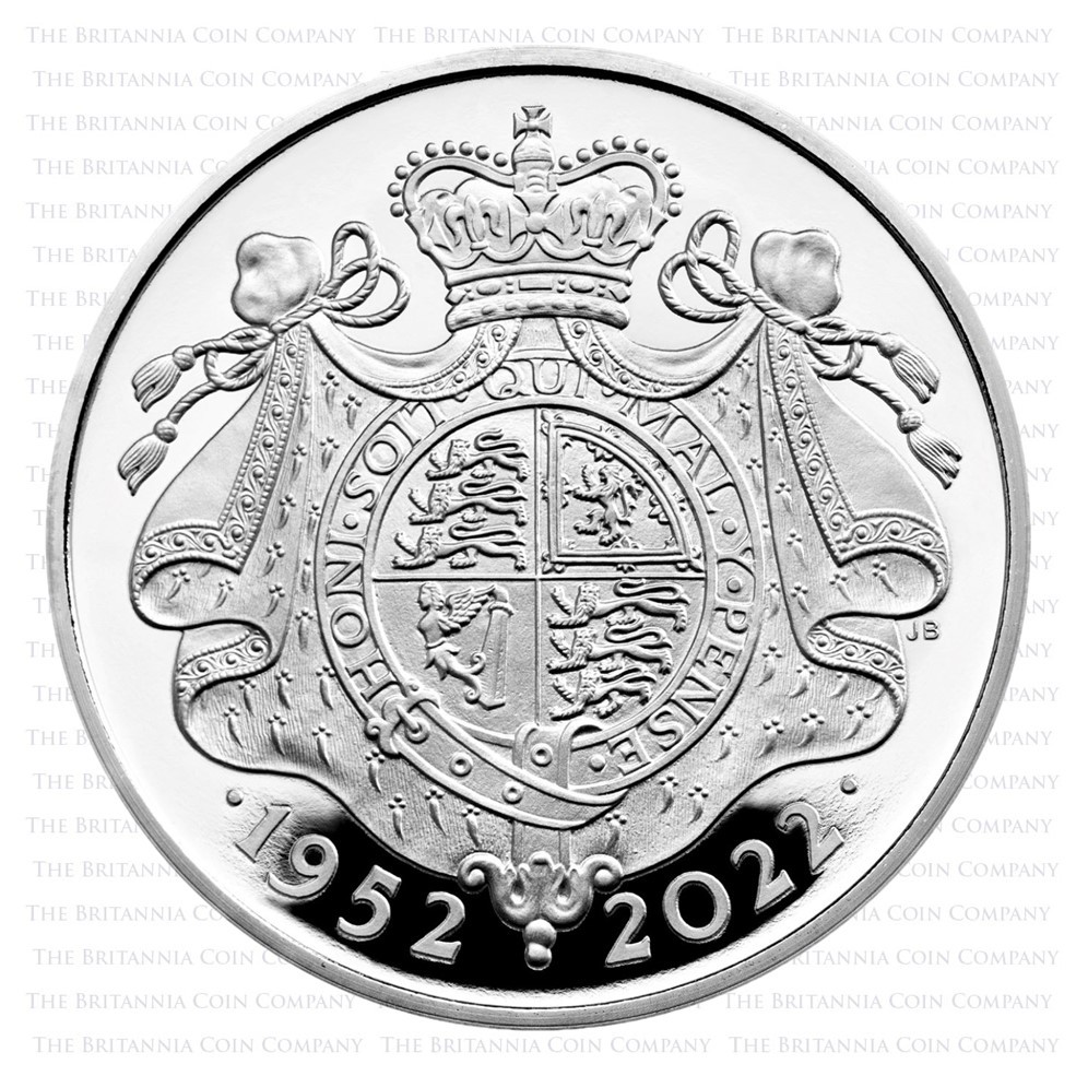 UK22PJPL 2022 Platinum Jubilee £5 Crown Piedfort Platinum Proof Reverse
