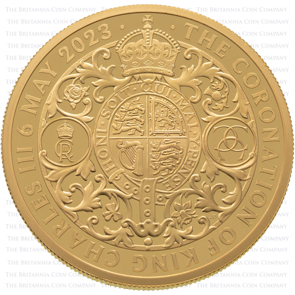 UK23KCG2 2023 King Charles III Coronation Two Ounce Gold Proof Coin Reverse