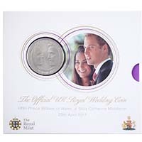 2011 Royal Wedding Kate William Five Pound Crown Brilliant Uncirculated Coin In Folder Thumbnail