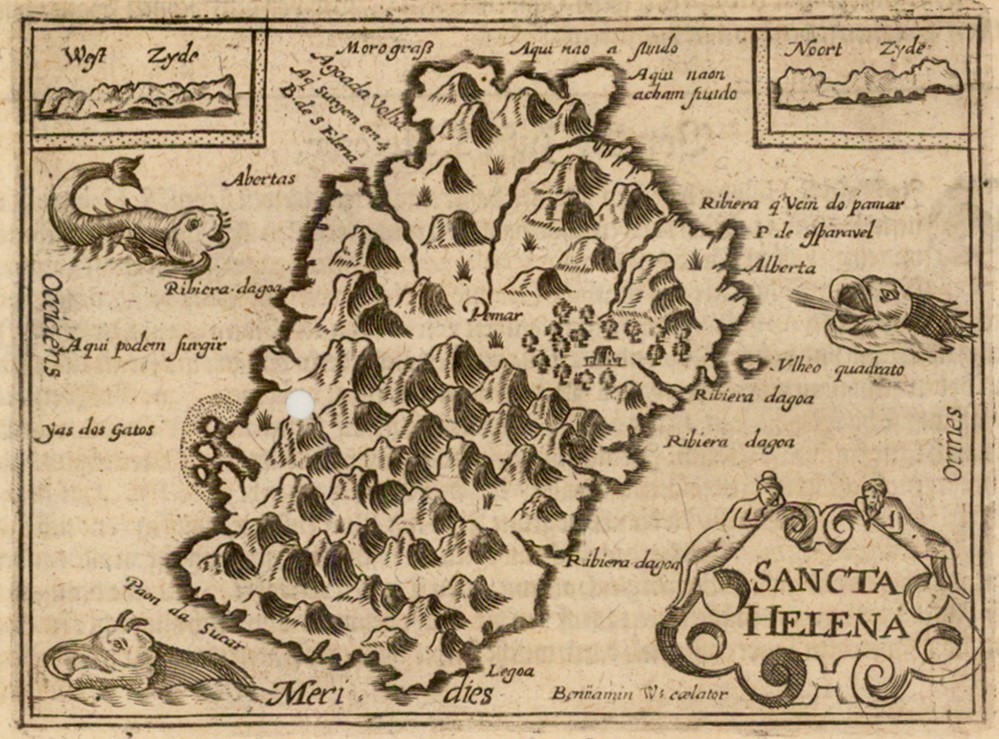 Map of the Island of Saint Helena, circa 1612.