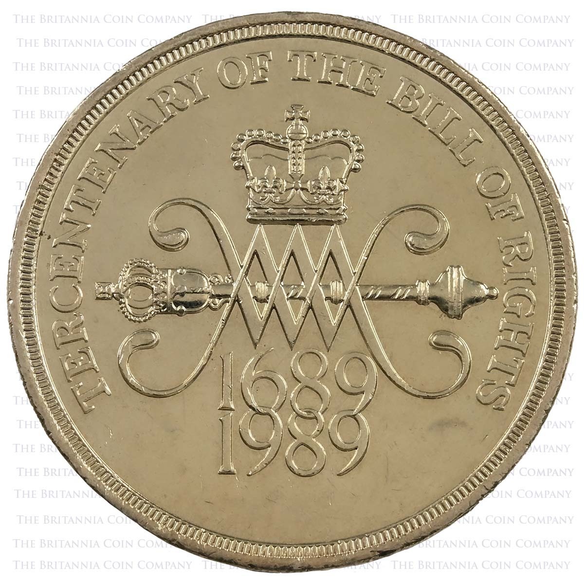 This 1989 coin celebrates 300 years since the Bill of Rights. This important piece of legislation set out the terms that the newly appointed King William III and Queen Mary II would rule, limiting their powers and establishing the rights of Parliament. Jo