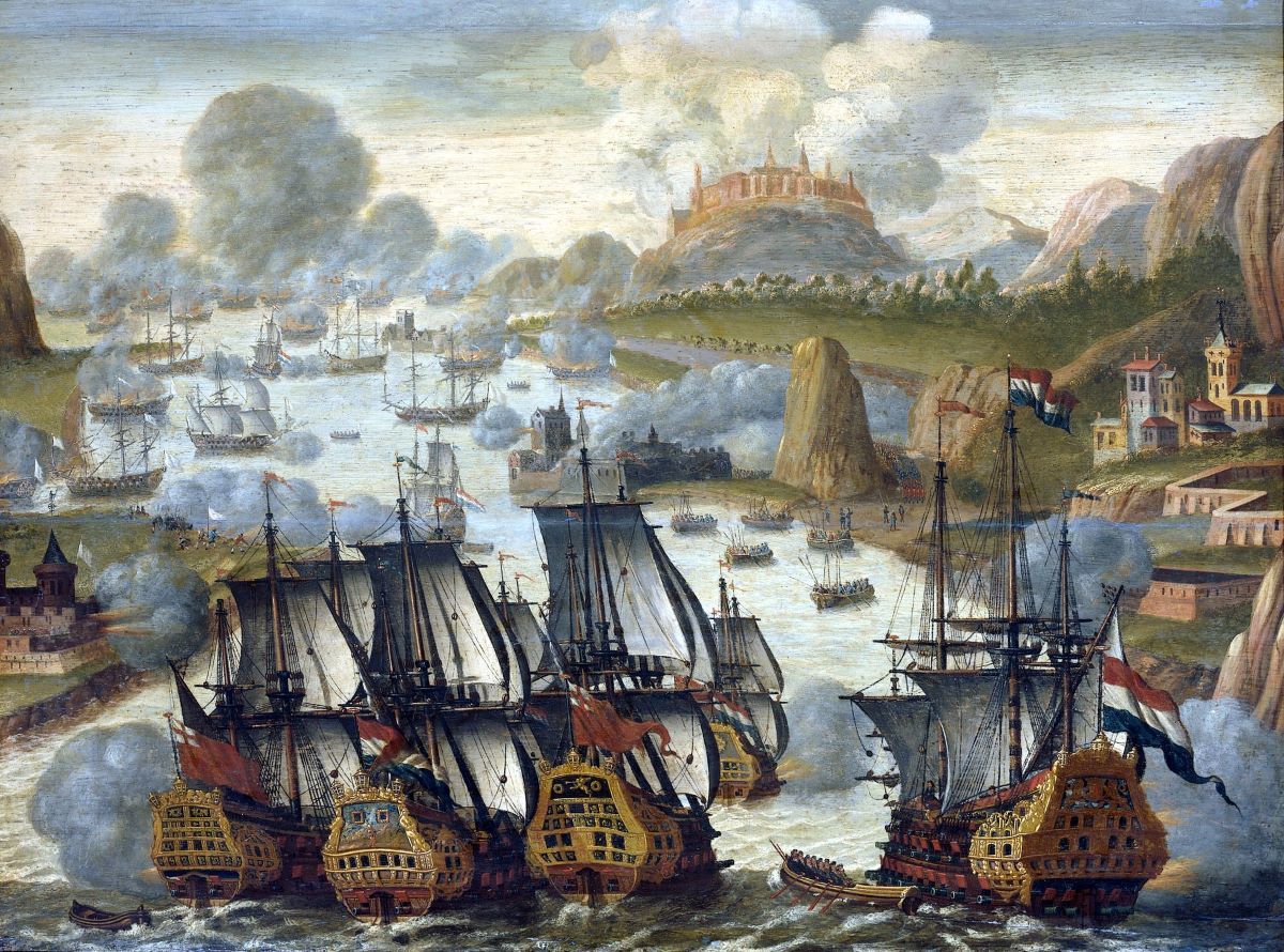 An anonymous Dutch painting of the Battle of Vigo Bay, owned by the Rijksmuseum.