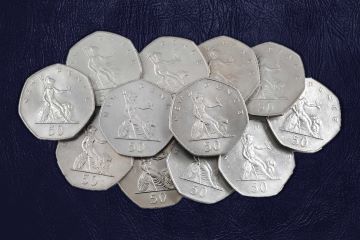 Thumbnail image for article on Britannia on British Coins with Ironsides 50ps.