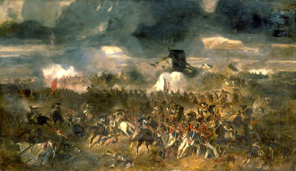 Clément-Auguste Andrieux's oil painting 'Battle of Waterloo, 18th of June 1815', painted in 1852, long after the campaign.