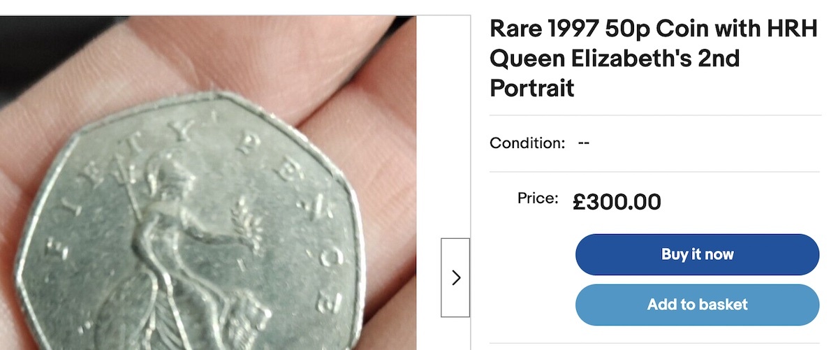 This £300 1997 50p looks quite affordable when compared to the £10,000 listing but you can still get this coin for much, much cheaper.