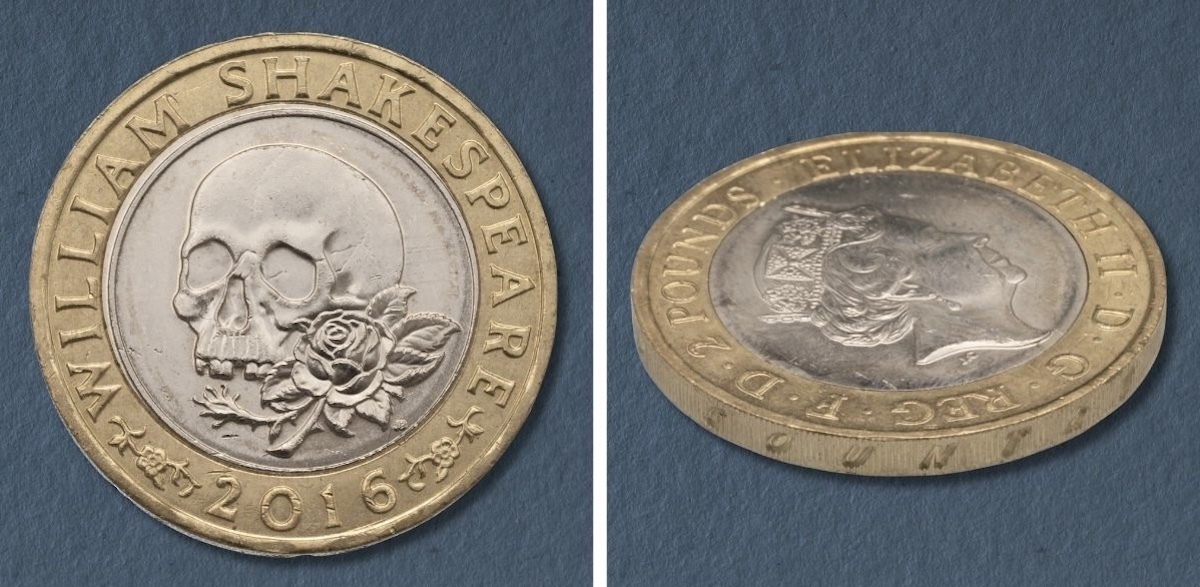 This 2016 William Shakespeare's Tragedies error £2 coin features the edge inscription from the 2016 First World War Army £2: 'FOR KING AND COUNTRY'. Credit: RWB Auctions.