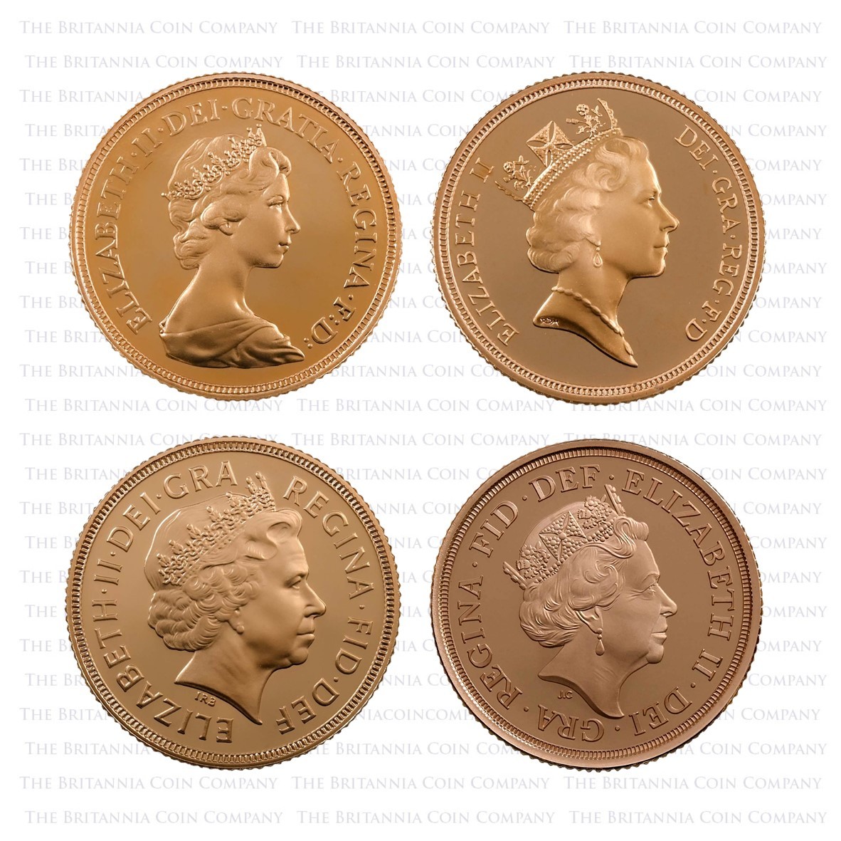 Portraits featured on gold proof Sovereigns during the reign of Elizabeth II.
