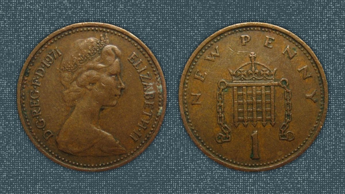 Obverse and reverse of a standard, circulated 1971 Penny: these common coins are not worth thousands of pounds.