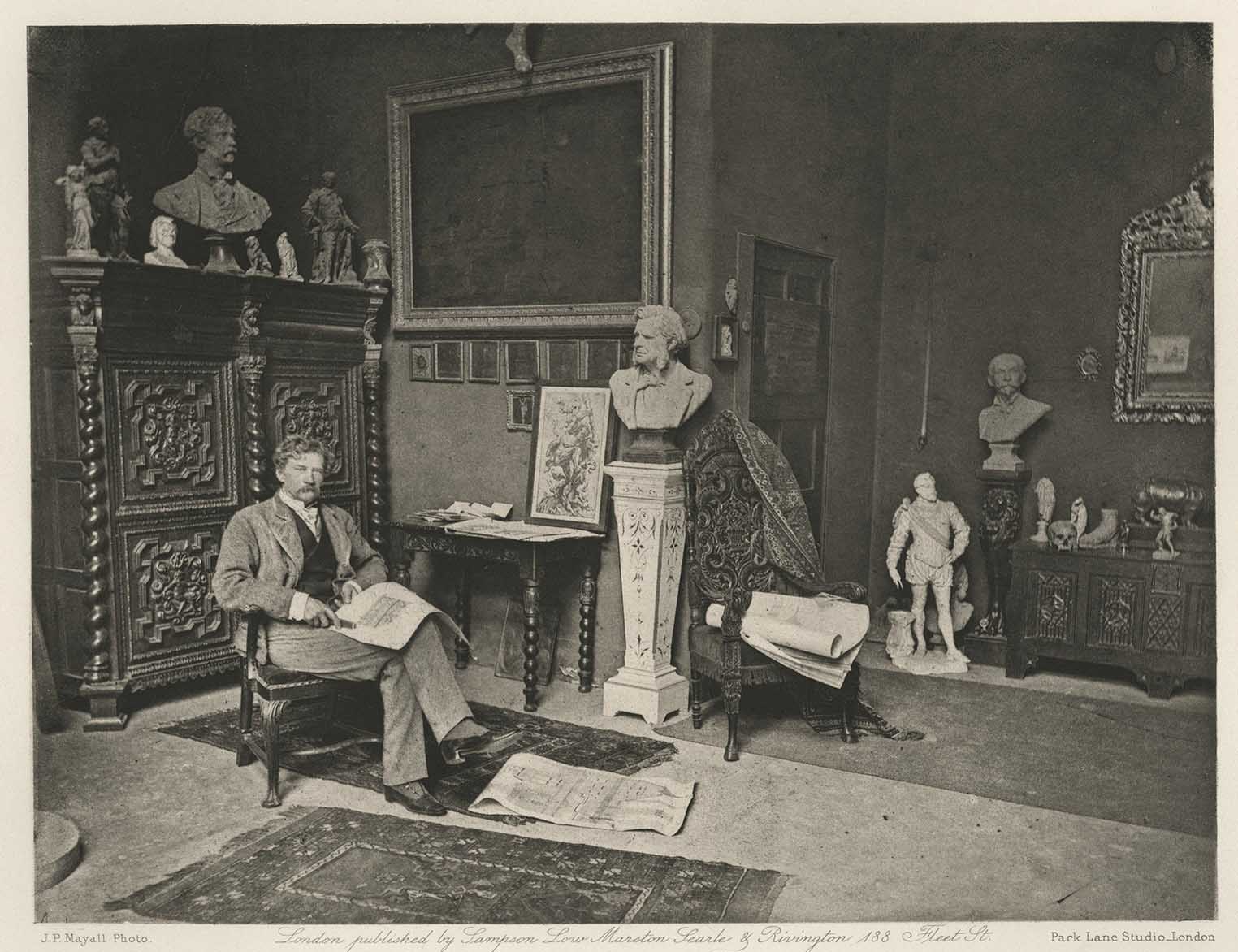 Joseph Edgar Boehm in his London studio in 1884 by Joseph Parking Mayall.