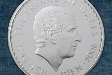 Thumbnail header image showing reverse of silver proof Prince Charles coin issued in 2008 to celebrate the Prince of Wales' 60th birthday.