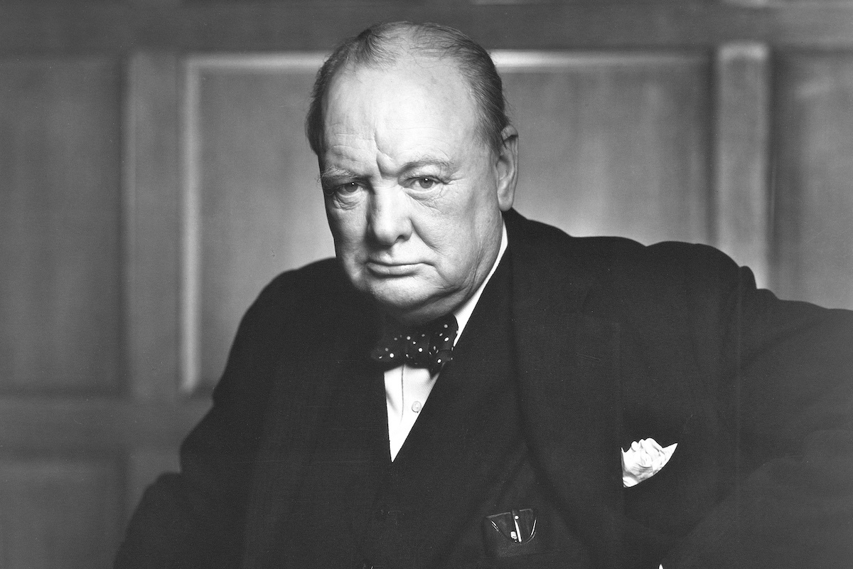 Sir Winston Churchill by Yousef Karsh. Churchill died in 1965 and The Royal Mint issued a commemorative Crown coin to mark the nation's loss.