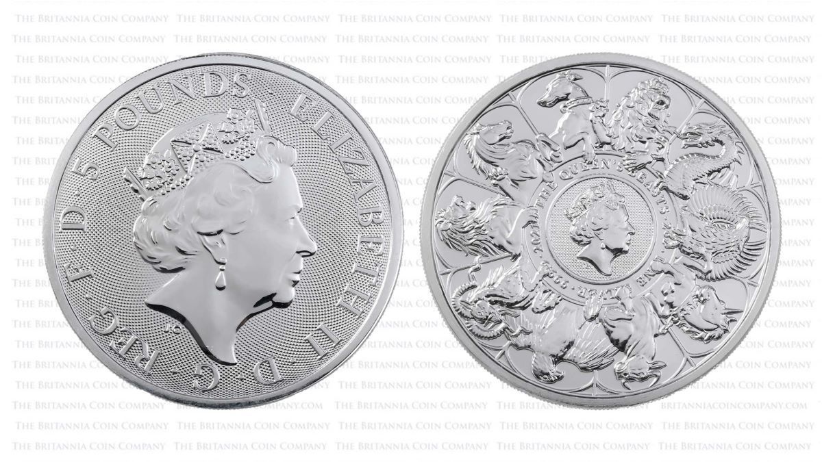 Clark's work appears on both sides of coins in the Queen's Beasts range, including on this 2021 2oz silver bullion Completer.
