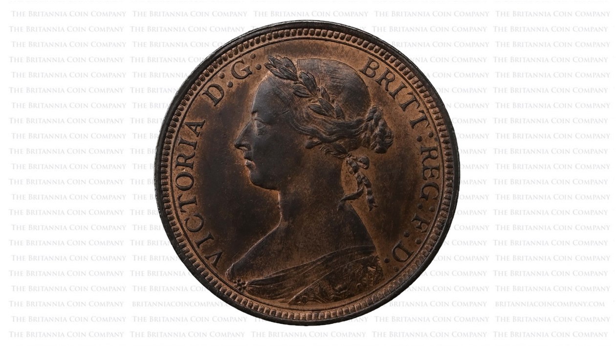 Obverse of a Queen Victoria Halfpenny with a Bun Head portrait.