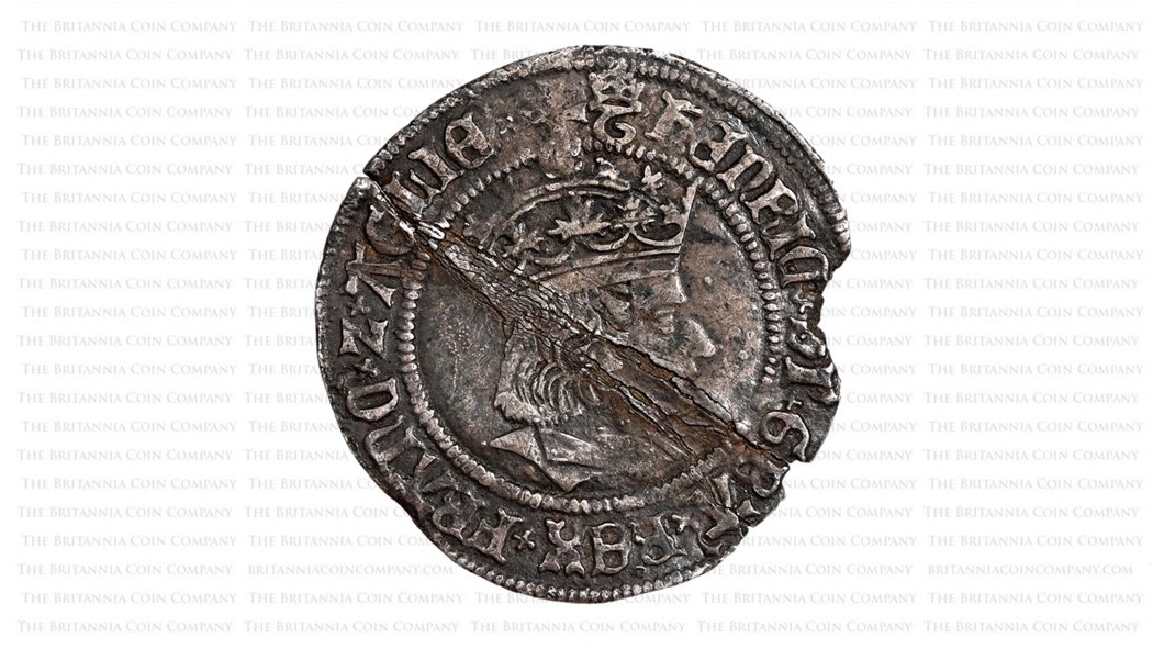 Obverse of 1513-1518 Henry VIII Groat Tournai MM Crowned T