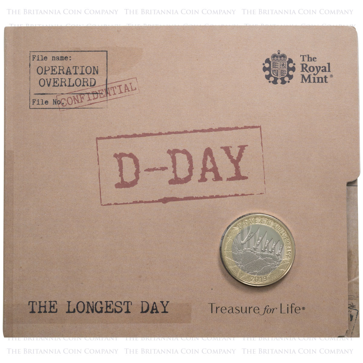 UK199DDBU 2019 D-Day Landings 75th Anniversary Two Pound Brilliant Uncirculated Coin In Folder