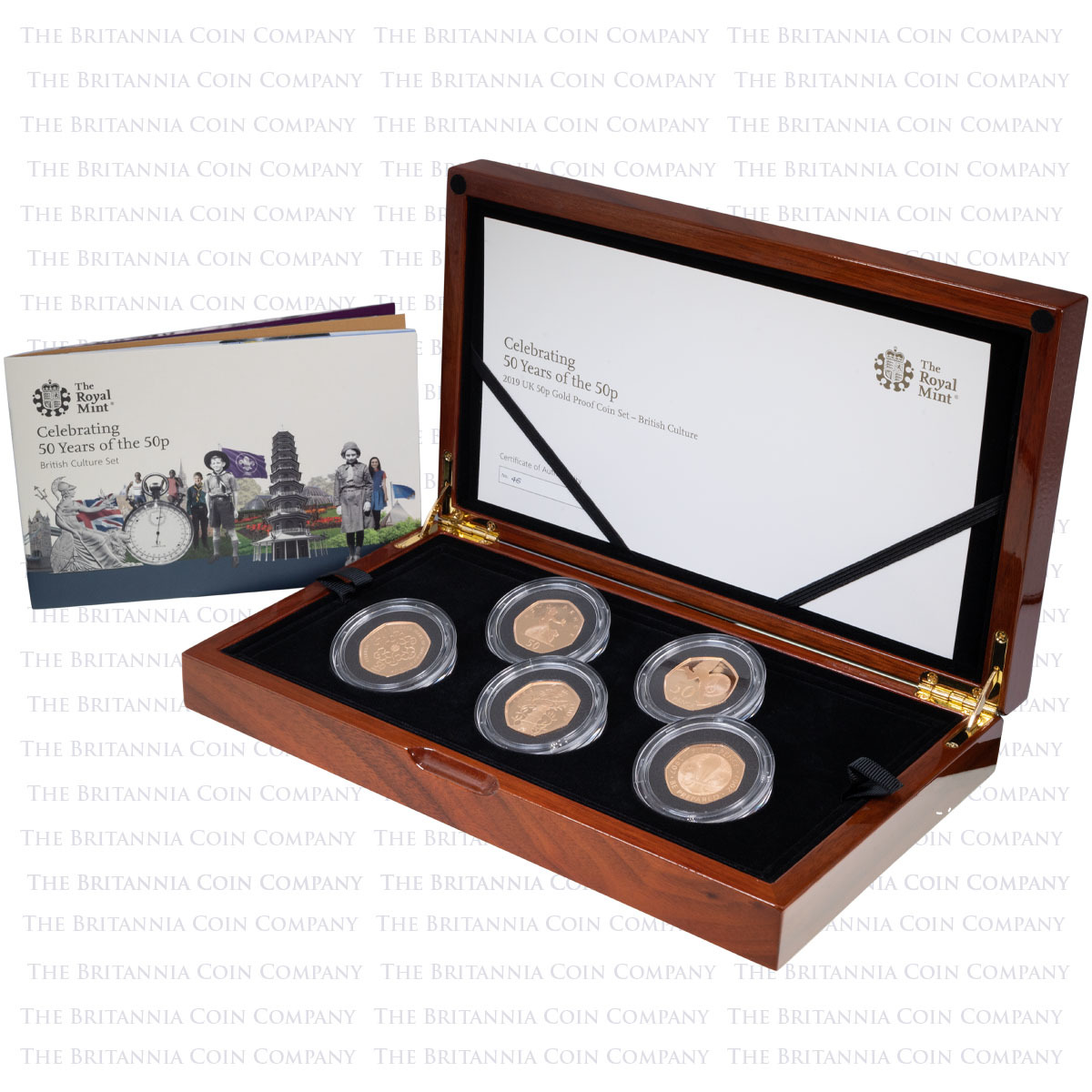 UK195CGP 2019 British Culture Fifty Pence Gold Proof 5 Coin Set Boxed