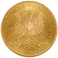 Austria 1915 Gold 100 Corona (Best Value) Thumbnail