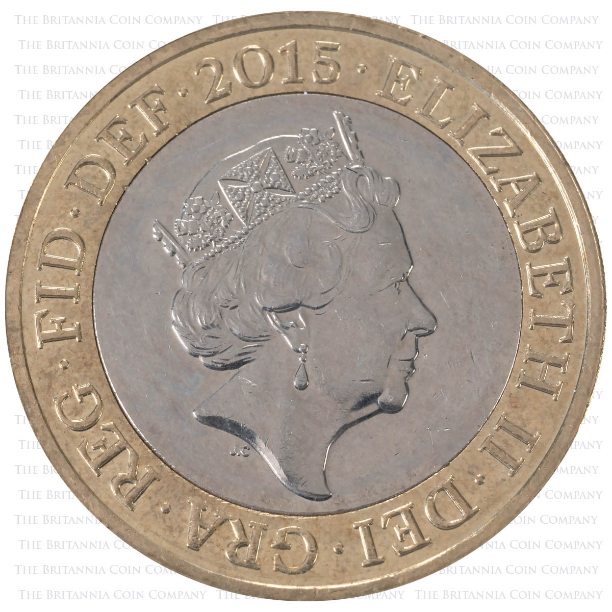 2015 Britannia Two Pound Circulated Coin Obverse