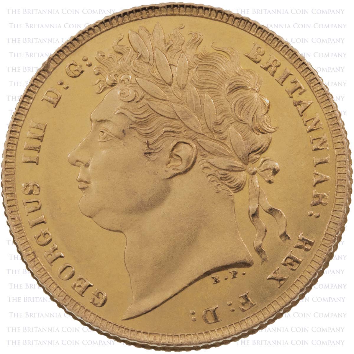 1821 King George IV Gold Full Sovereign Pistrucci Laureate Head Obverse