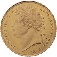 1821 King George IV Gold Full Sovereign Pistrucci Laureate Head Thumbnail