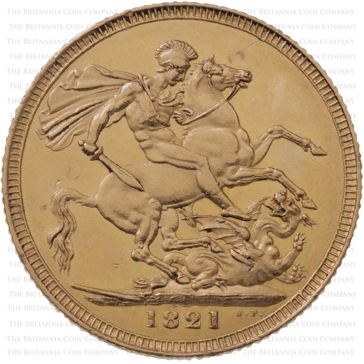 1821 King George IV Gold Full Sovereign Pistrucci Laureate Head Reverse