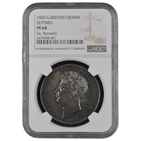 1826 Crown Silver Proof Septimo Edge Ex Norweb Collection King George IV Coin NGC Graded PF 64 Thumbnail