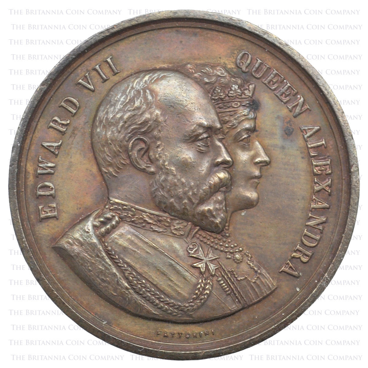 1902 Bronze Coronation Medal Fattorini Obverse