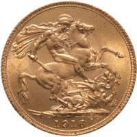 1916 King George V Gold Full Sovereign London Mint (Best Value) Thumbnail