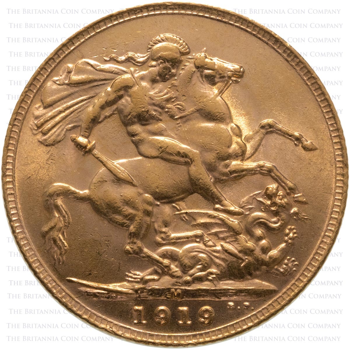 1919 King George V Gold Full Sovereign Melbourne Mint Australia (Best Value) Reverse