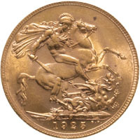 1925 King George V Gold Full Sovereign George V Perth Mint Australia (Best Value) Thumbnail