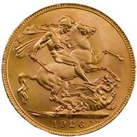 1926 King George V Gold Full Sovereign Pretoria Mint South Africa (Best Value) Thumbnail