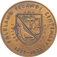 1933 Falklands Bronze Centenary Medal Reverse Thumbnail