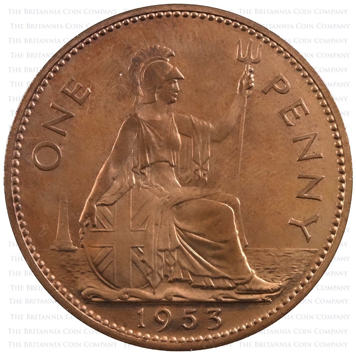 1953 Elizabeth II Coronation Proof Specimen Set Penny Reverse
