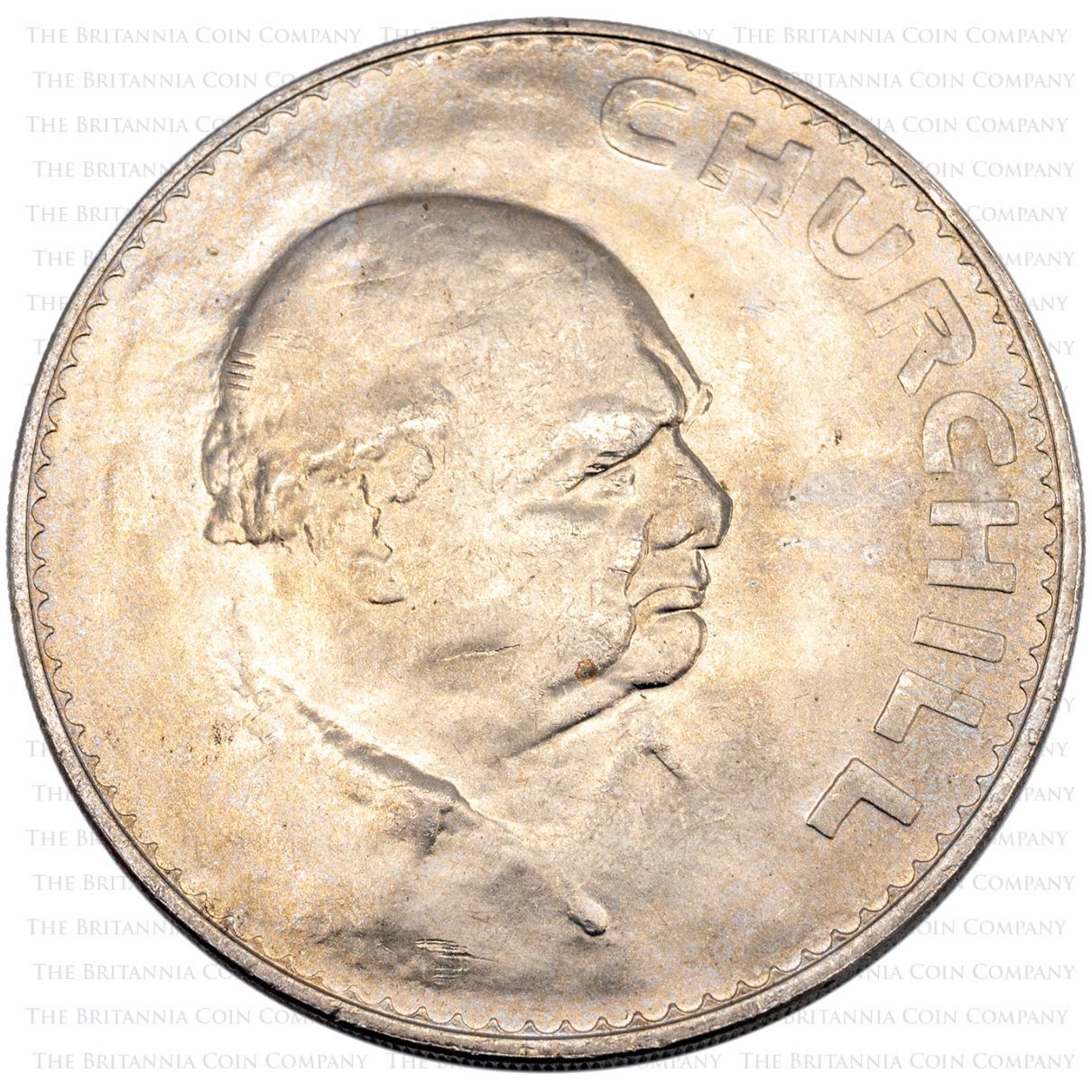 1965 Crown Sir Winston Churchill Queen Elizabeth II Coin Obverse