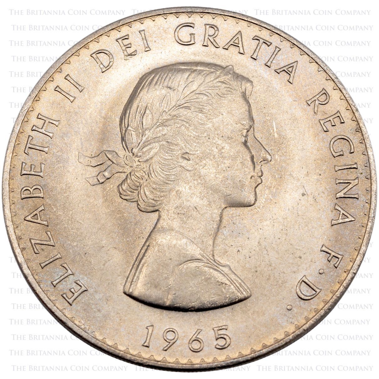 1965 Crown Sir Winston Churchill Queen Elizabeth II Coin Reverse