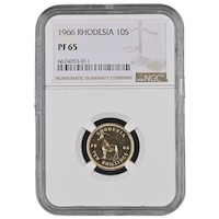 1966 Rhodesia Ten Shillings Gold Proof Coin NGC Graded PF 65 Thumbnail