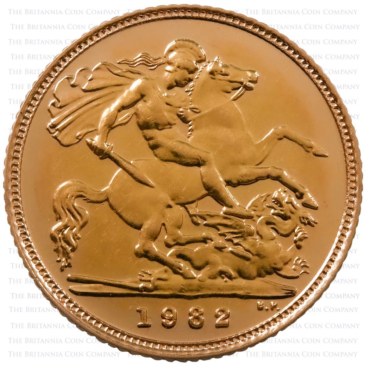 1982 Elizabeth II Gold Half Sovereign Reverse