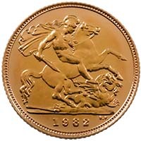 1982 Elizabeth II Gold Half Sovereign Thumbnail