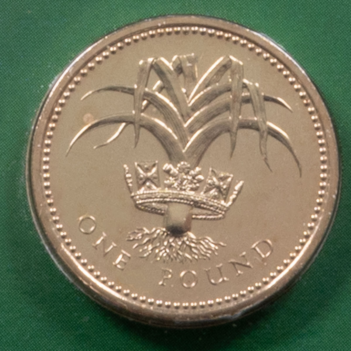 UK85BU 1985 Welsh Leek UK BU £1 Coin reverse design