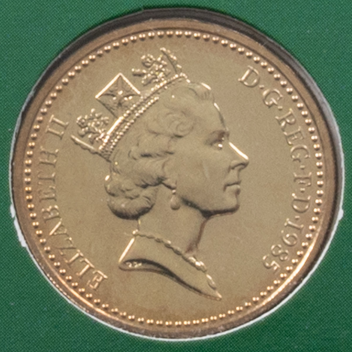 Reverse of the UK85BU 1985 Welsh Leek UK BU £1 Coin