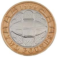 1999 Rugby World Cup Ball Circulated Two Pound Coin Thumbnail