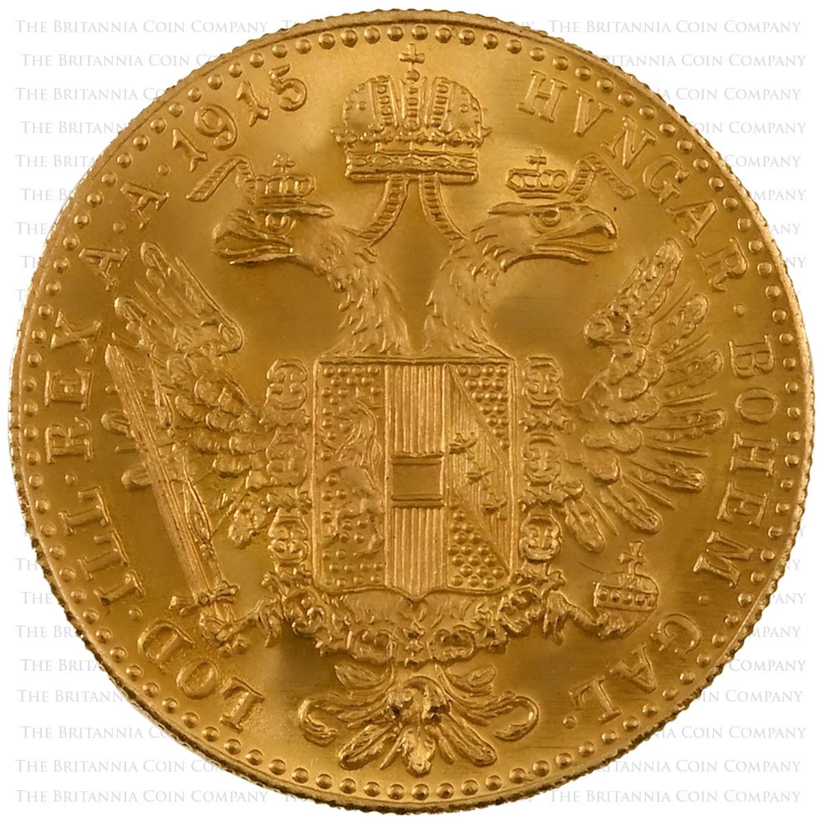 1915 Austria One Ducat Gold Restrike Bullion Coin (Best Value) Reverse