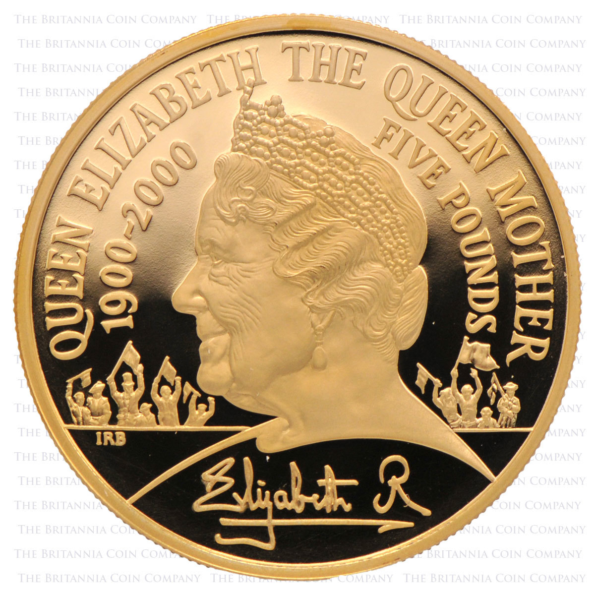 2000-Queen-Mother-Gold-Proof-£5-Centenary-Crown-Rev