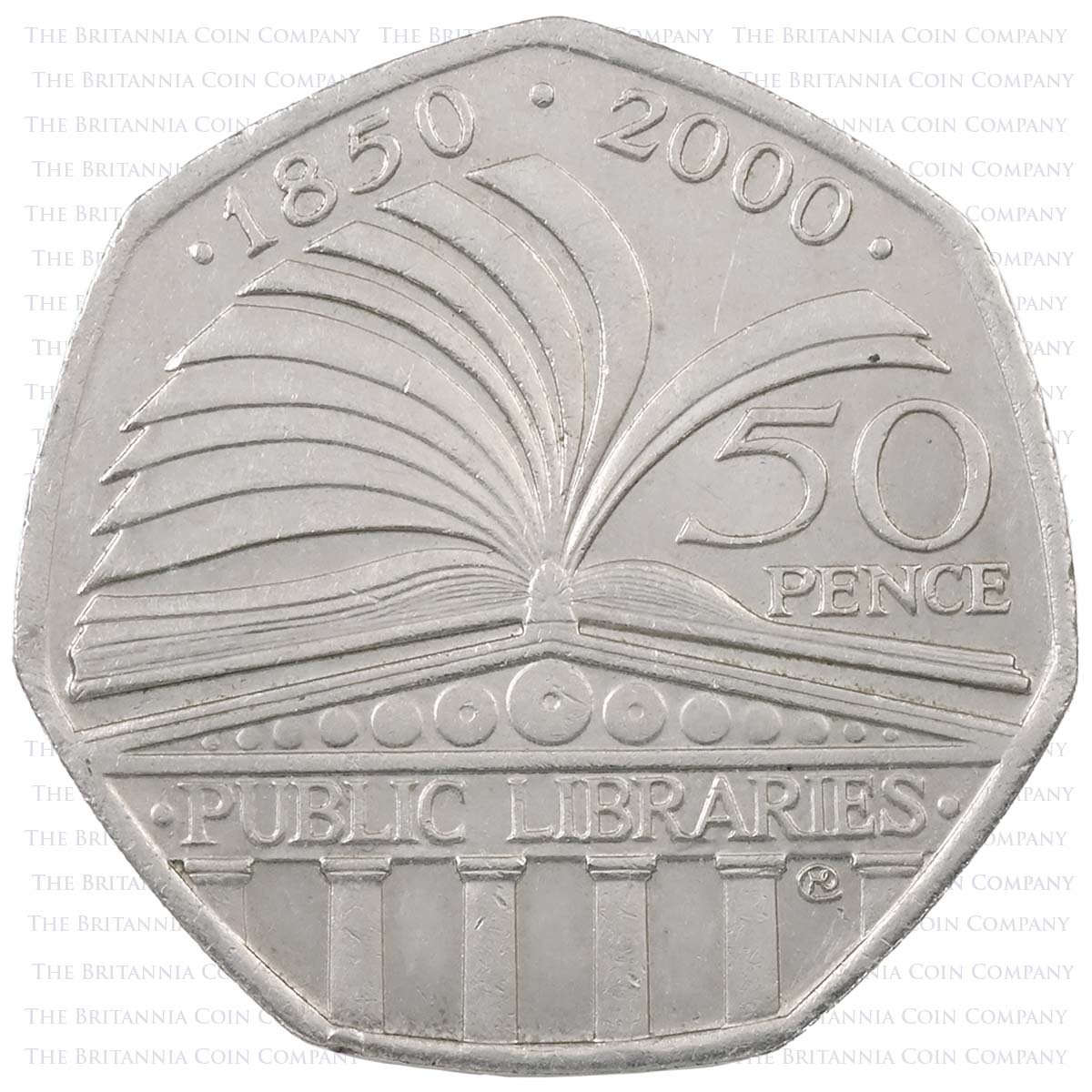 2000 Public Libraries Act Circulated Fifty Pence Coin Reverse